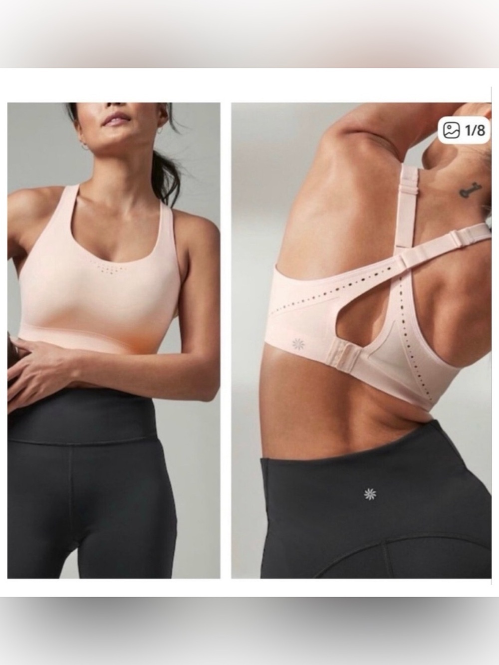 NWT ATHLETA Phenomena Bra in Voile Pink, Light Pink, Sport Bra Pink- Size 32DD